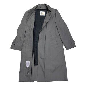 LONDON FOG Vintage Luxury Designer Gray Long Business Trench Coat Mens 40R